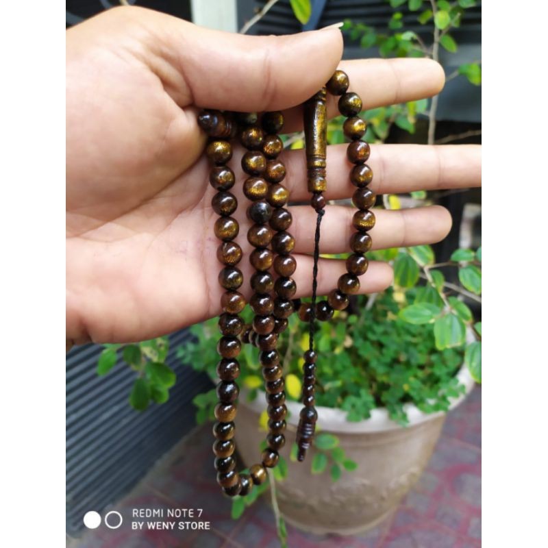 IMDAHANDICRAFT tasbih tali arus emas 8mm tasbih tali arus serat emas tasbih akar bahar kuning emas