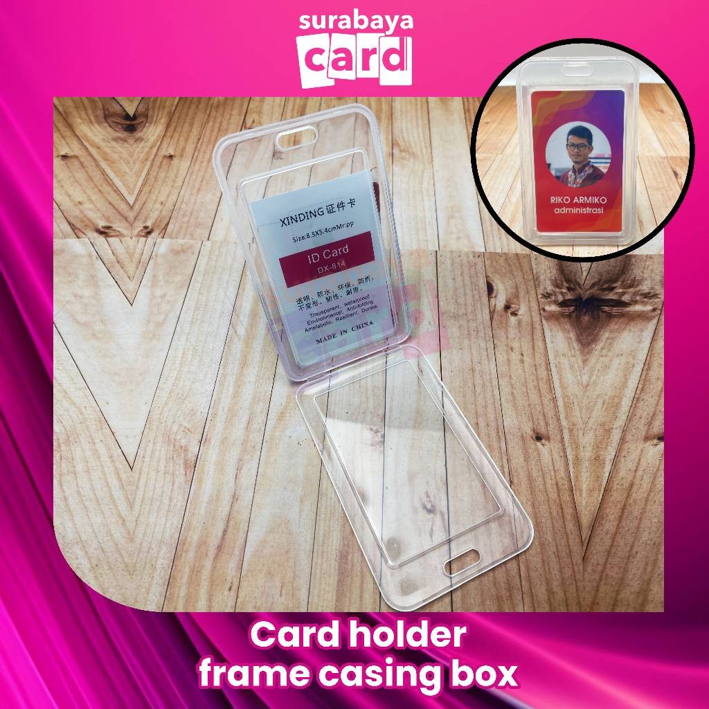 

Card holder frame casing box tempat ID card flashdisk holder bening tutup portrait