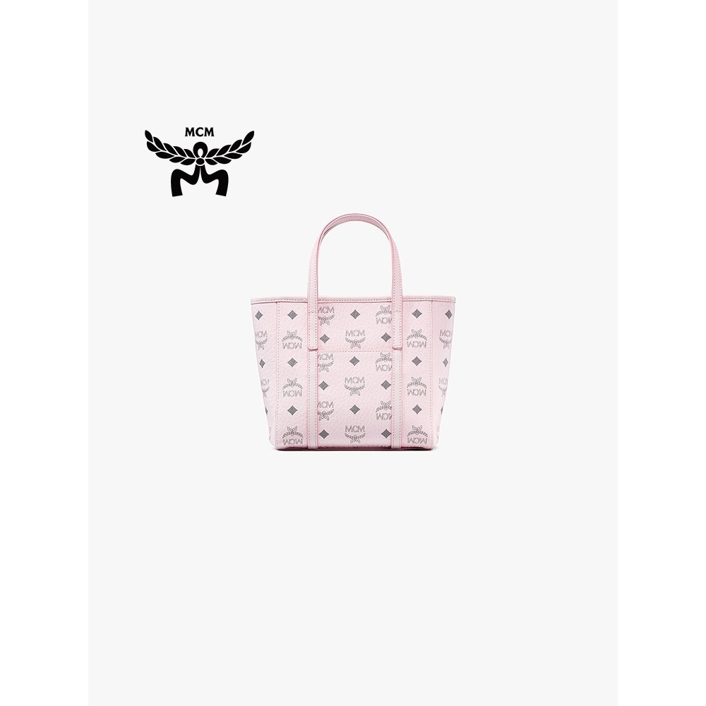 [Classic Return] MCM TONI Mini Light Mist Pink Shopping Basket Crossbody Bag Backpack Women's Bag