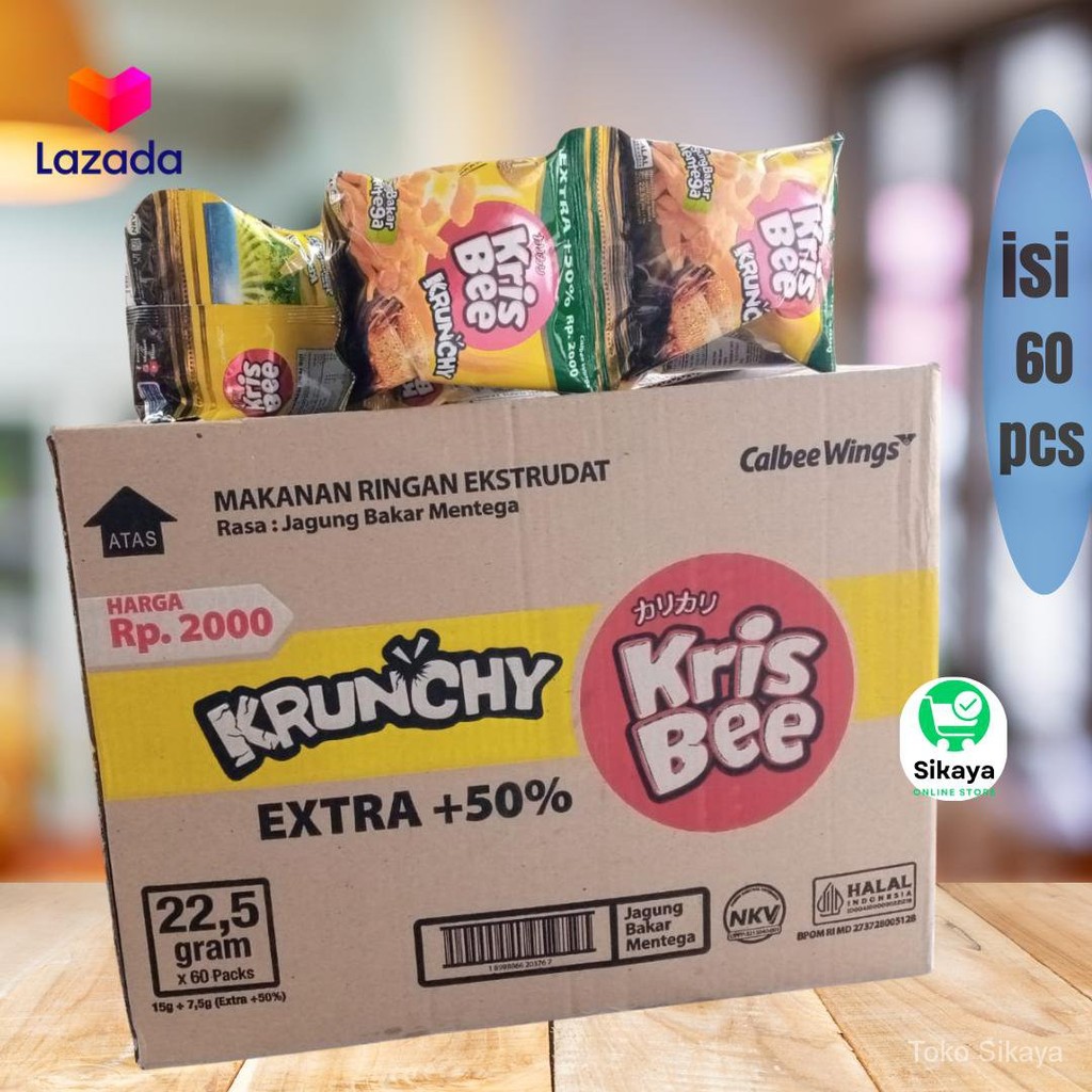 

Krisbee krunchy Rasa jagung bakar mentega 2000 / 22gr / 1Dus isi 60 pcs / snack makanan ringan