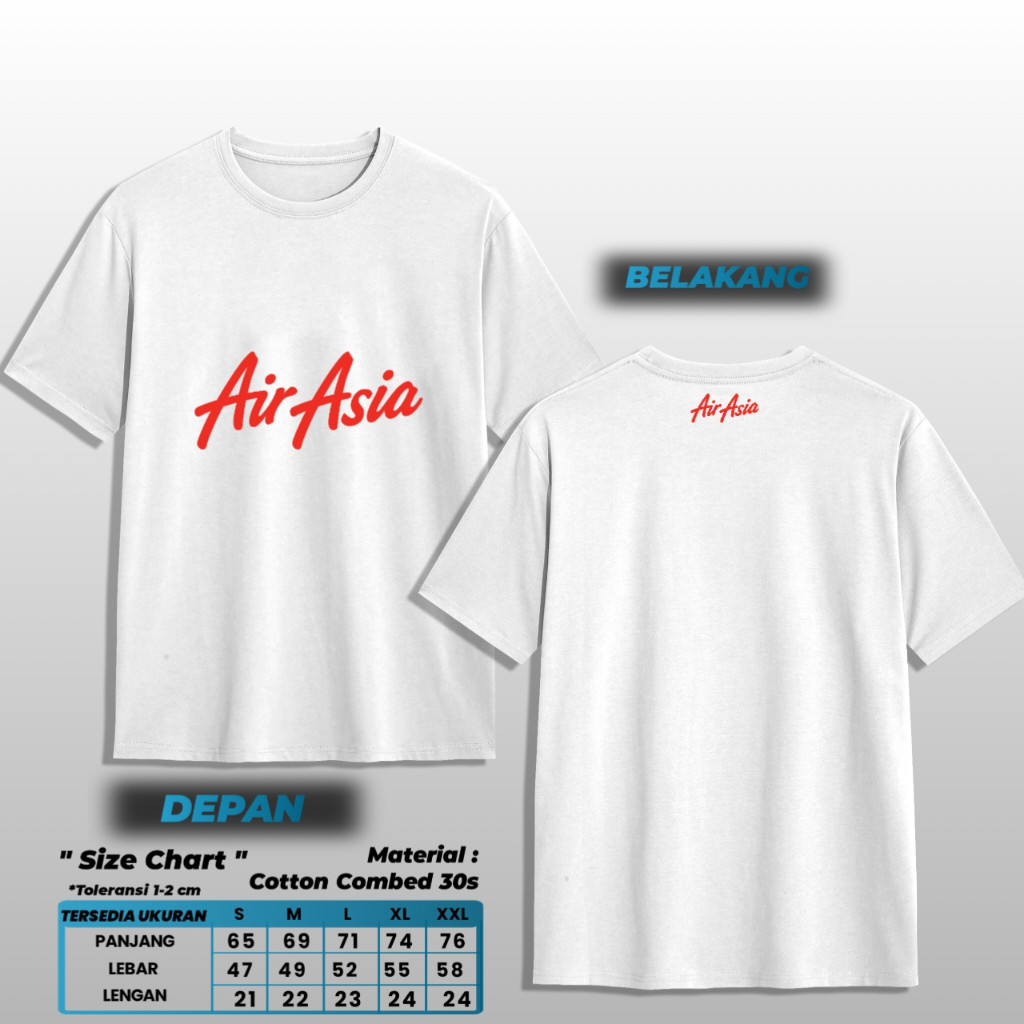 Kaos Air Asia Merchandise MS1 Kaos Maskapai Katun Combed 24s Premium