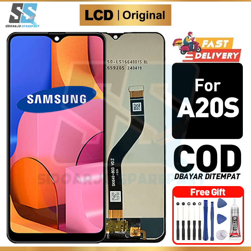 LCD SAMSUNG A20S Original Ori asli Touchscreen Fullset For Glass Touch Screen Digitizer