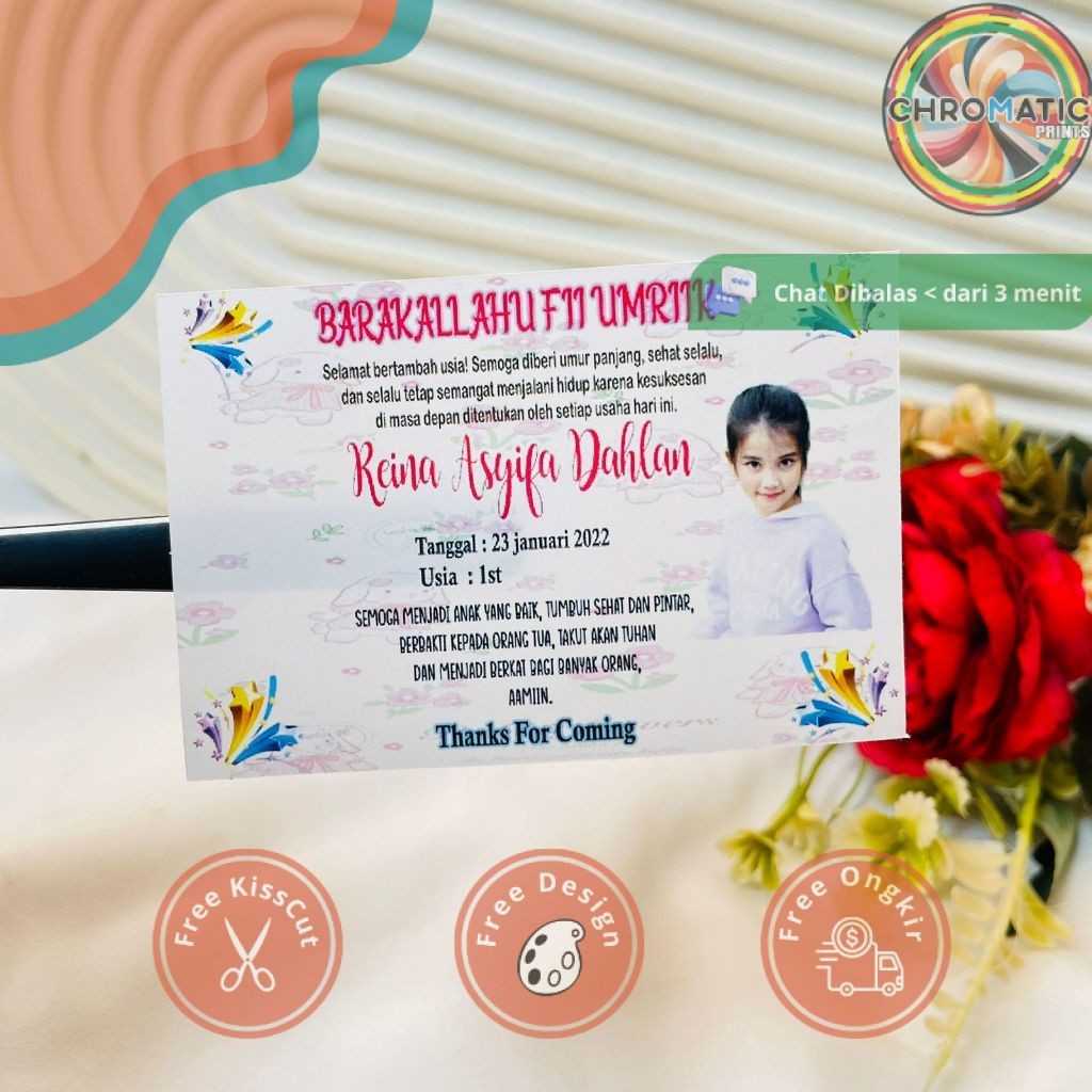 

chromatic Sticker Label Hampers Ulang Tahun Persegi Stiker Undangan Birthday Ultah Anak Print