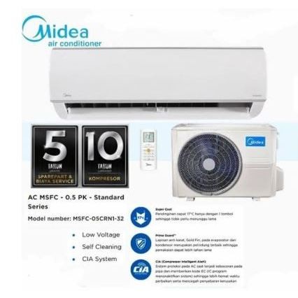 AC Midea MSAF-05CRN2X 1/2 PK + Material + Pasang 05CRN2 0,5 PK (Depok dan sekitarnya)