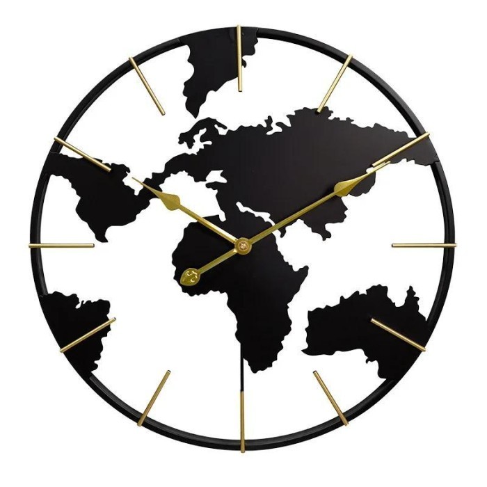Denver.id Jam Dinding Besar Globe Design Iron Silent Movement 60cm
