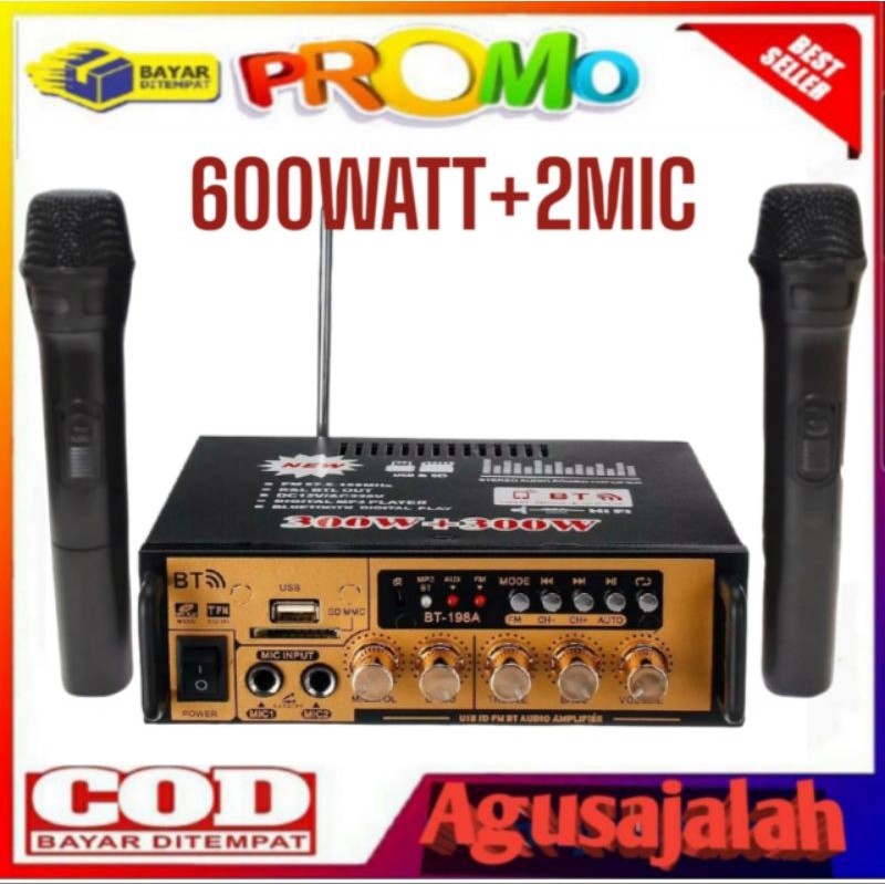 SERBA COD PROMO AMPLIFIER 600WATT + MIC 2 /// AMPLIFIER SUBWOOFER LED DIGITAL LCD ECHO MIXER DOORAS 