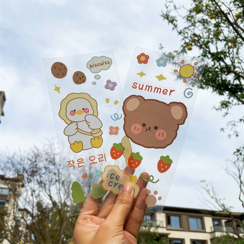 

Stiker kartun lucu tahan air / Dekorasi buku catatan lembar memo DIY / Stiker kartun PET tahan air