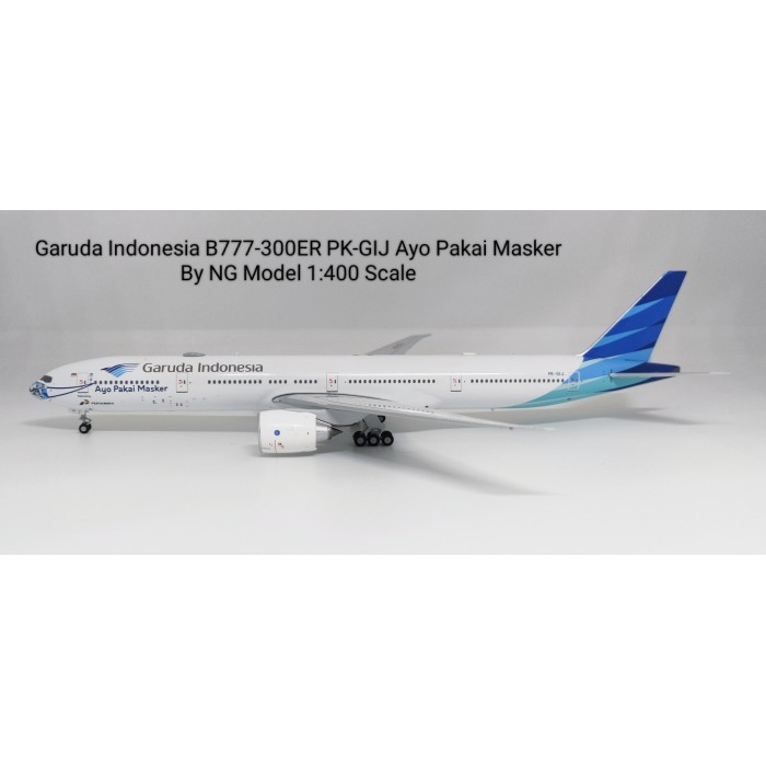 Miniatur Pesawat Terbang Garuda Indonesia B777-300ER PK-GIJ Ayo Pakai Masker  NG Model 1:400 Diecast