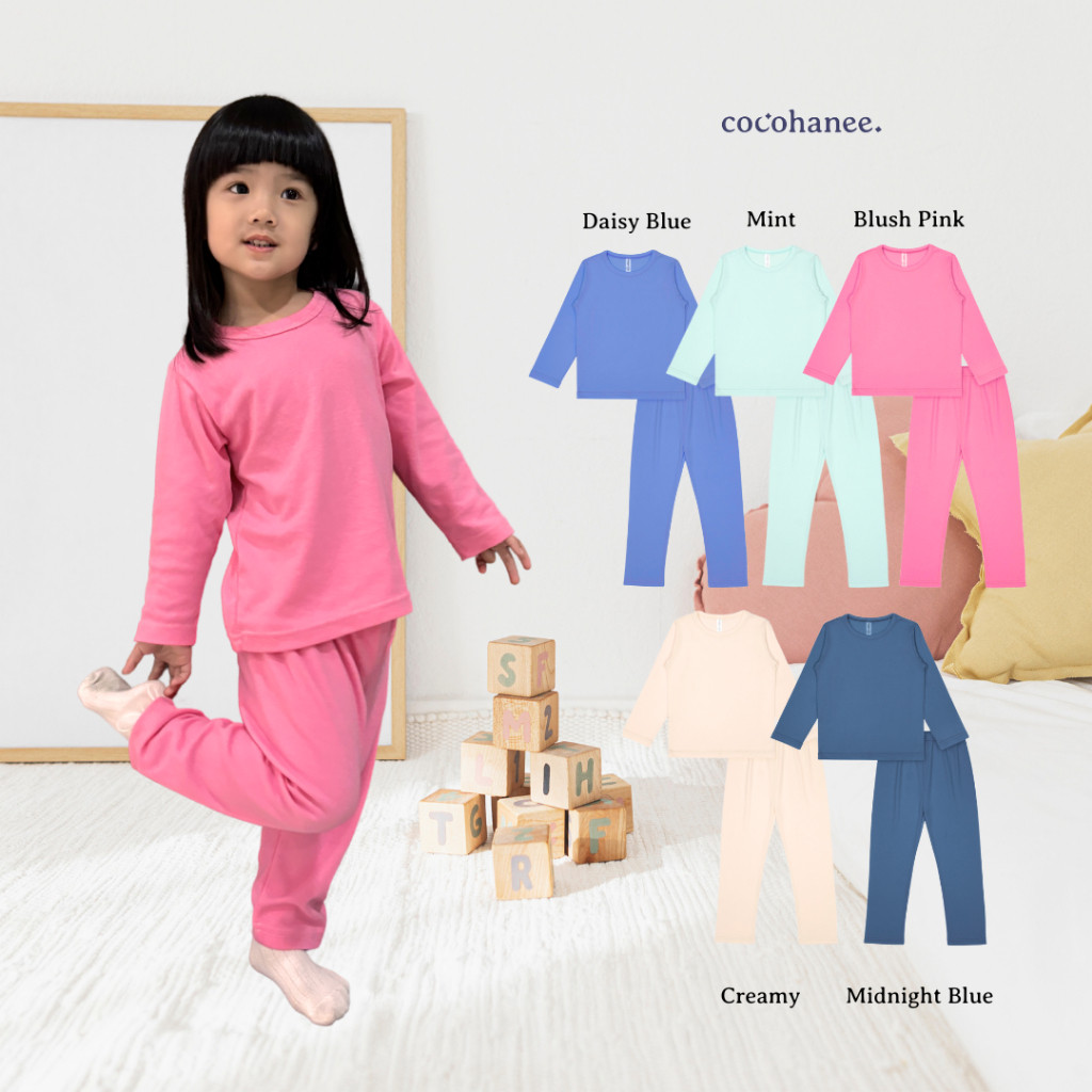 Cocohanee Colorful Long Pajamas / Baju Tidur Anak Bayi Polos 6 Bulan - 10 Tahun