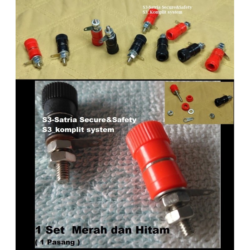 

Binding POS 1 set merah hitam Bending Post terminal M4 banana speaker