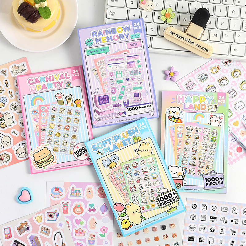 

Mr. Paper 4Style 24Pcs/bag Heart Space Series Colorful Sticker Book DIY Handbook Creative Material Decorative Greeting Cards