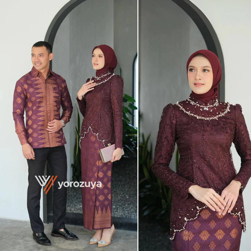 Kebaya Couple Kutu Baru Kebaya Wisuda Tunangan Lmaran Batik Baju Couple Kondangan Terbaru 2024