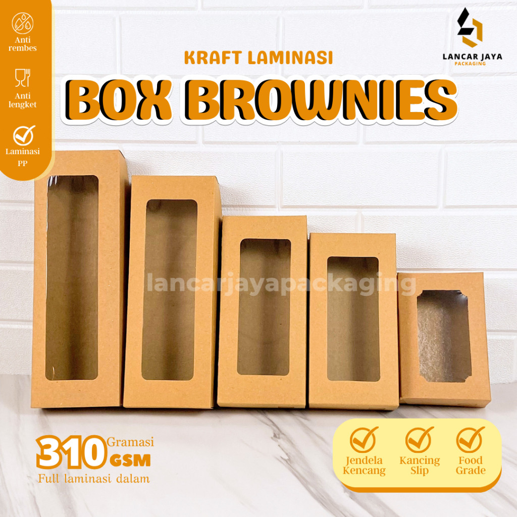 

HOT SALE Kotak Brownies Kue Bolu Dus Kemasan Snack Kraft Window 20x10x5
