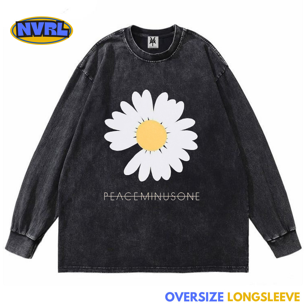 NVRLMERCH "Kaos oversize longsleeve G DRAGON logo washed washing vintage tee