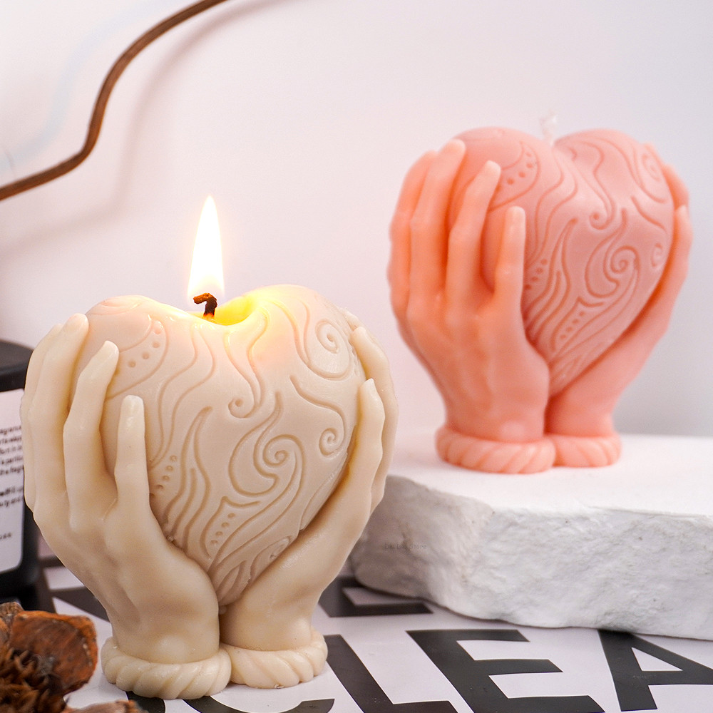 

Ornament Silicone Candle Mold DIY Hand Hold Heart Soap Molds Plaster Chocolate Baking Making Home Festival Decor