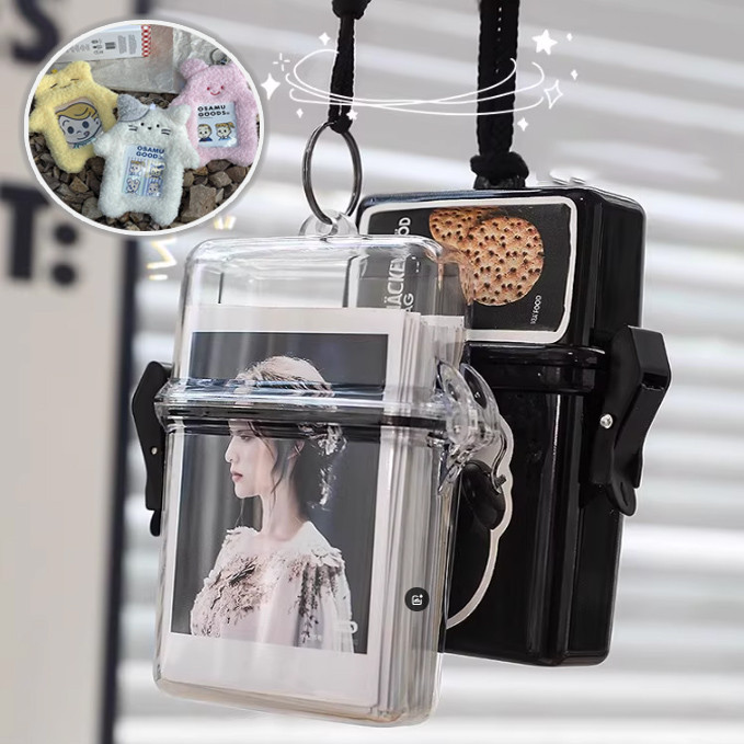 MOREBI INS KOTAK CASE  Transparan Plastik Portable Kpop Photocards Holder Kotak Penyimpanan Kunci Ua