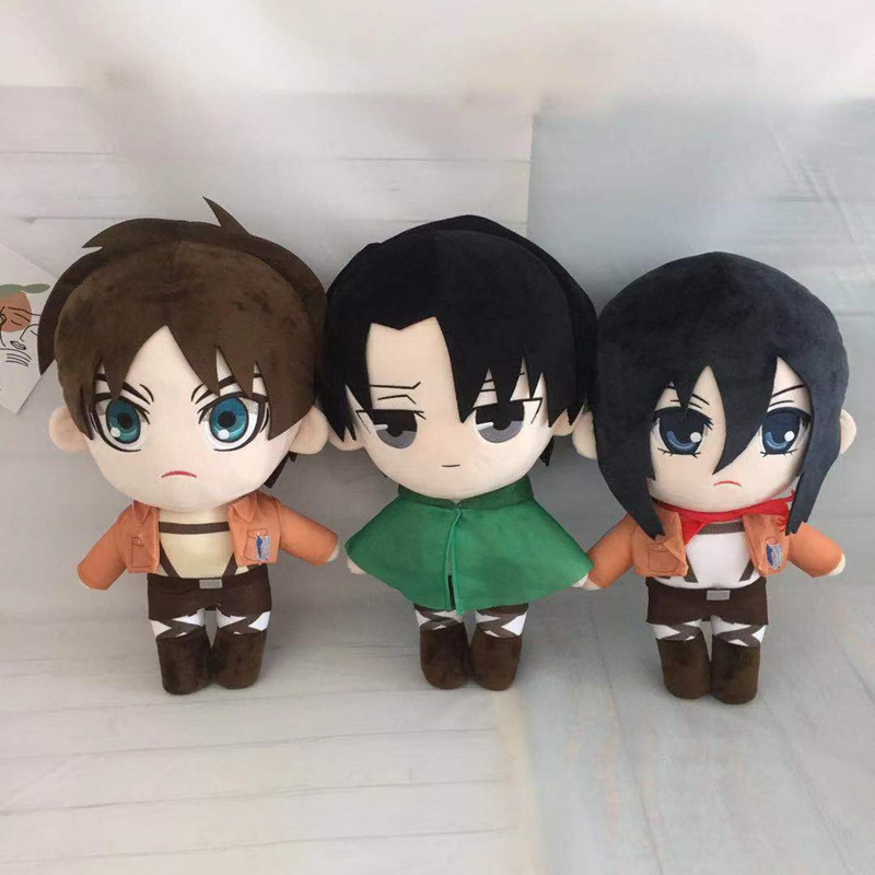 Attack On Titan Levi Ackerman Plush Doll Toy Eren Mikasa Ackerman Cute Soft Stuffed Pillow Birthday 
