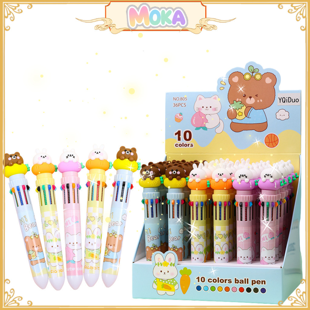 

MOKA Pulpen Gel Mekanik Isi 10 Warna Tinta 0,5Mm Gel Motif Animal Bunny, Cat And Bear MKP15