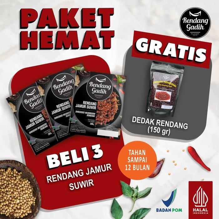 

Rendang Gadih - Paket 3 pcs Rendang Jamur Suwir