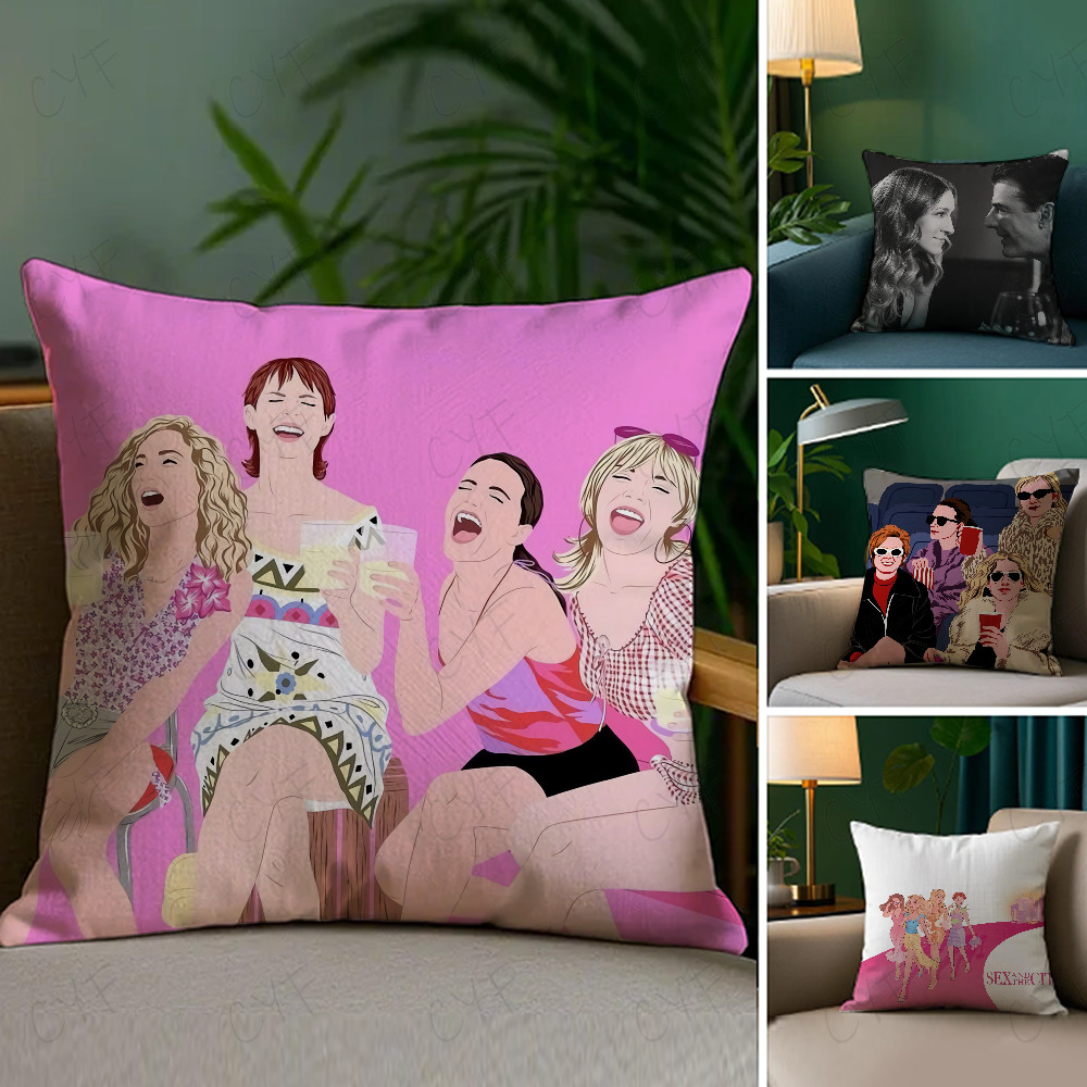 S-Sex and the City tv Pillow Case Anti-dustmite Pillowcase Invisible zipper silky short plush Sofa c