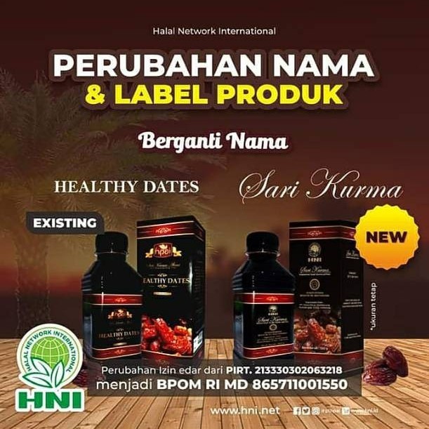 

Sari Kurma MURNI 100% HNI HPAI (Healthy Dates)