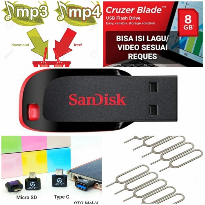 flashdisk sandisk 8gb sudah isi lagu mp3/mp4 bisa reques isi
