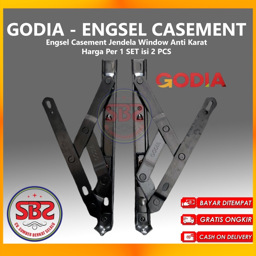 GODIA - ENGSEL CASEMENT - Engsel Jendela Casement Window Kayu Alum 8'' 10" 12" 14" 16'' 18" 20" In