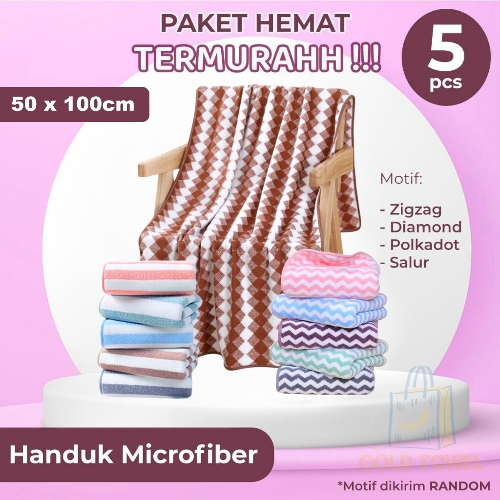 Promo Handuk Mandi Salur 50x100 cm Handuk anak / Microfiber Towel