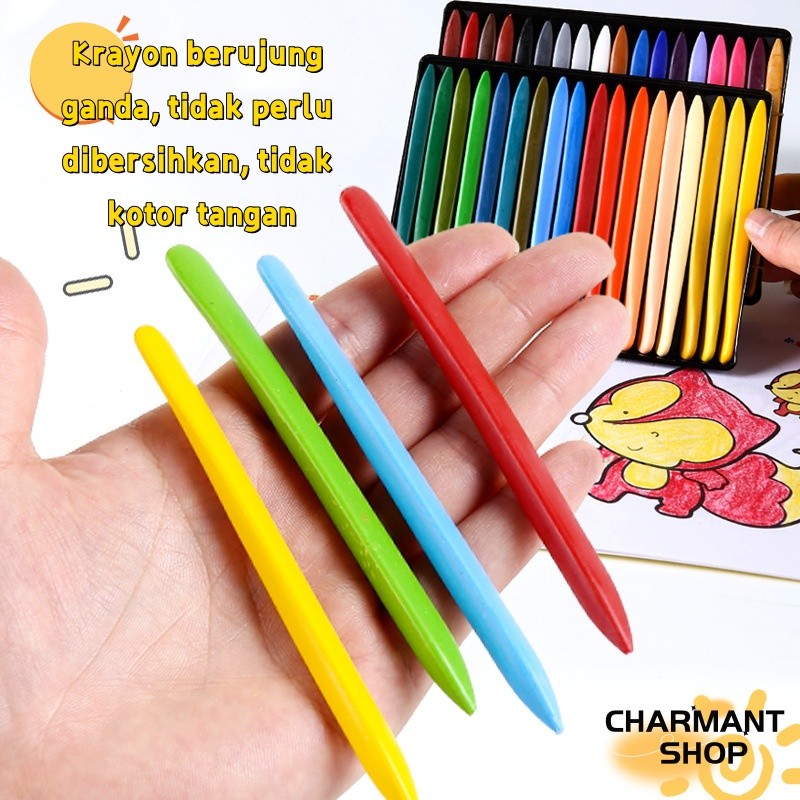 

【CHARMANT】Crayon Hand Sanitizer|.Krayon Anak|. Krayon Tangan Bebas Noda |. Krayon berujung ganda |. Pena Isi Warna |
