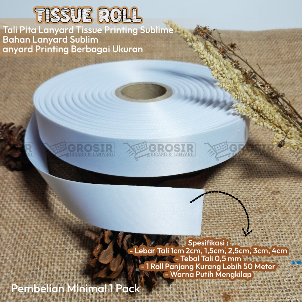 

TISSUE / Tali Pita Lanyard Tissue Printing Sublime Bahan Lanyard Sublim Lanyard Printing Berbagai Ukuran