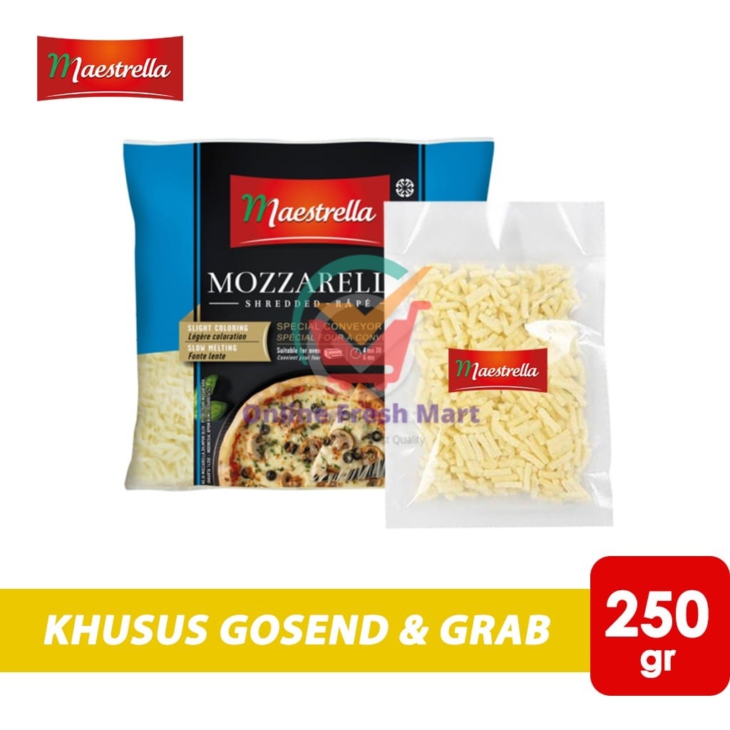 

Maestrella Keju Mozzarella Shredded Rape (250 gr) KHUSUS INSTANT - Online Fresh Mart Denpasar