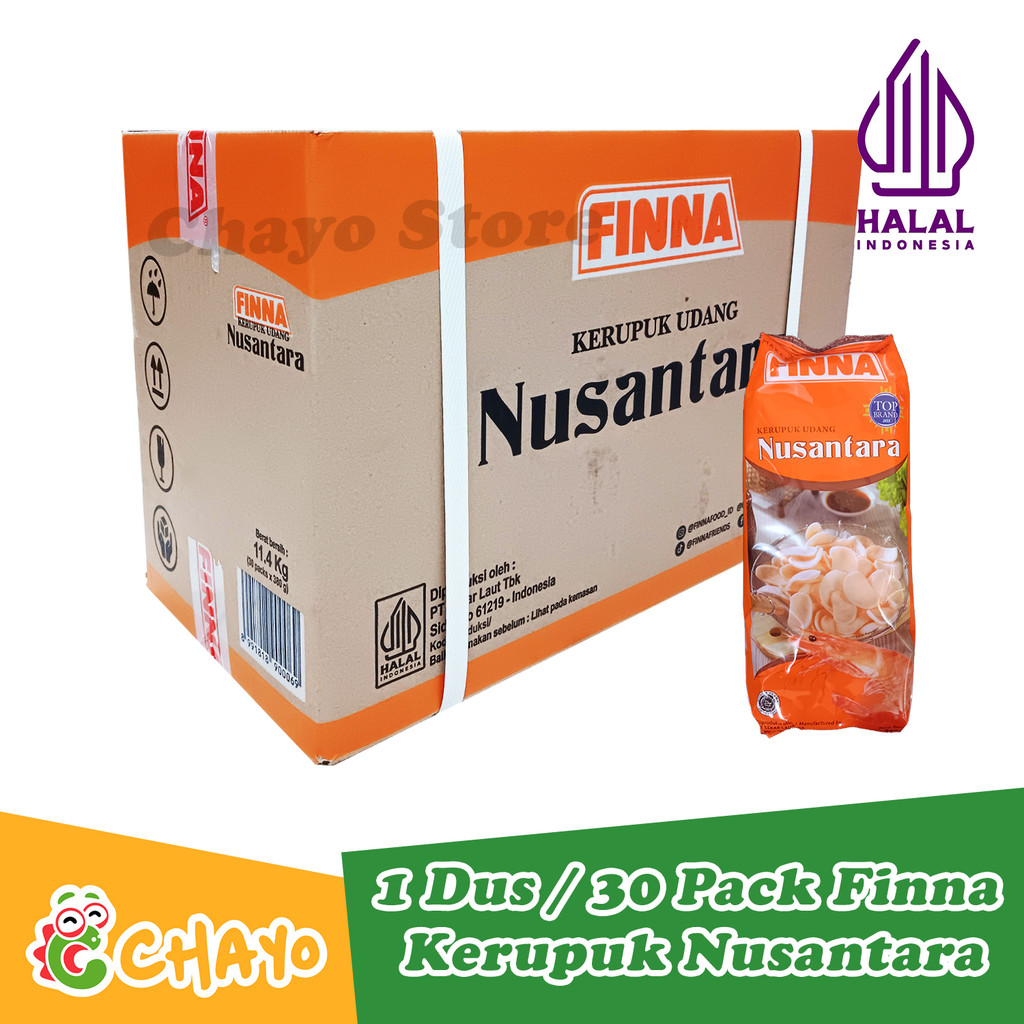 

Finna Kerupuk Udang Nusantara 1 Dus / 30 Pack Keripik Udang Mentah Kerupuk Finna BPOM HALAL