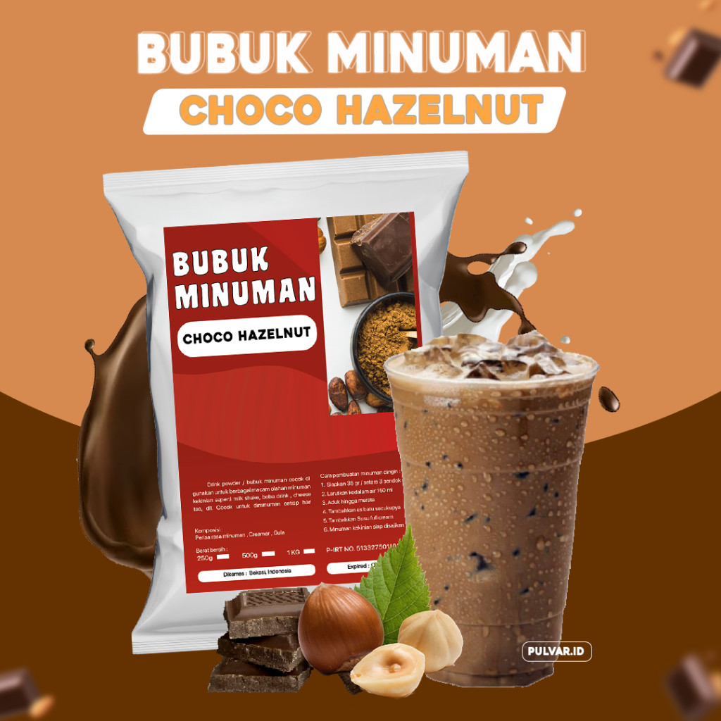 

BUBUK MINUMAN RASA CHOCO HAZELNUT / SERBUK MINUMAN RASA CHOCO HAZELNUT / BUBUK MINUMAN COCO HAZELNUT