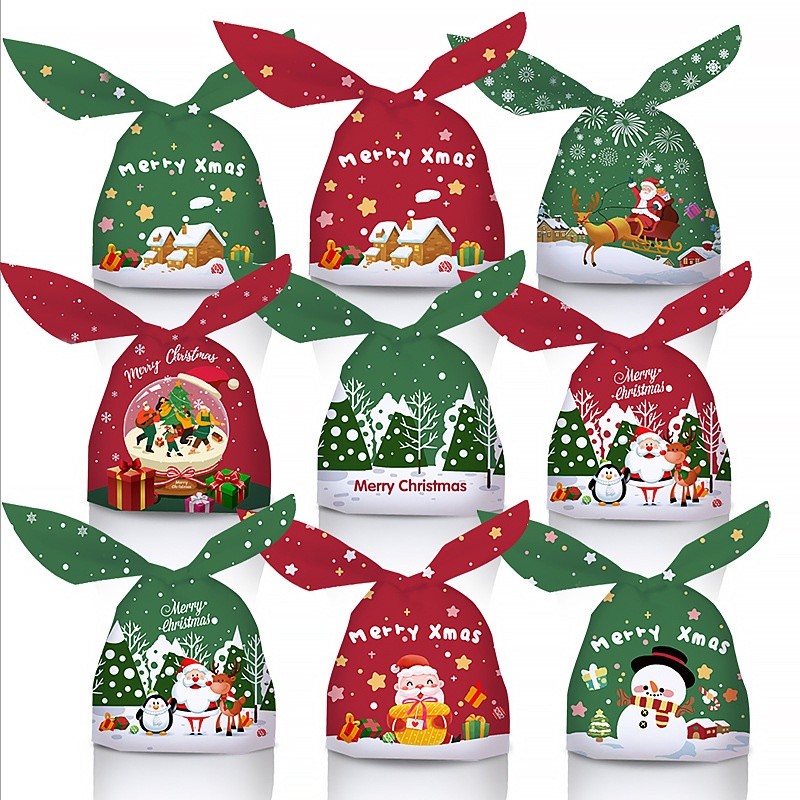 

50PC PLASTIK GOODIE BAG NATAL PLASTIK RABBIT NATAL BUNNY BAG HAMPERS KADO NATAL MERRY CHRISTMAS