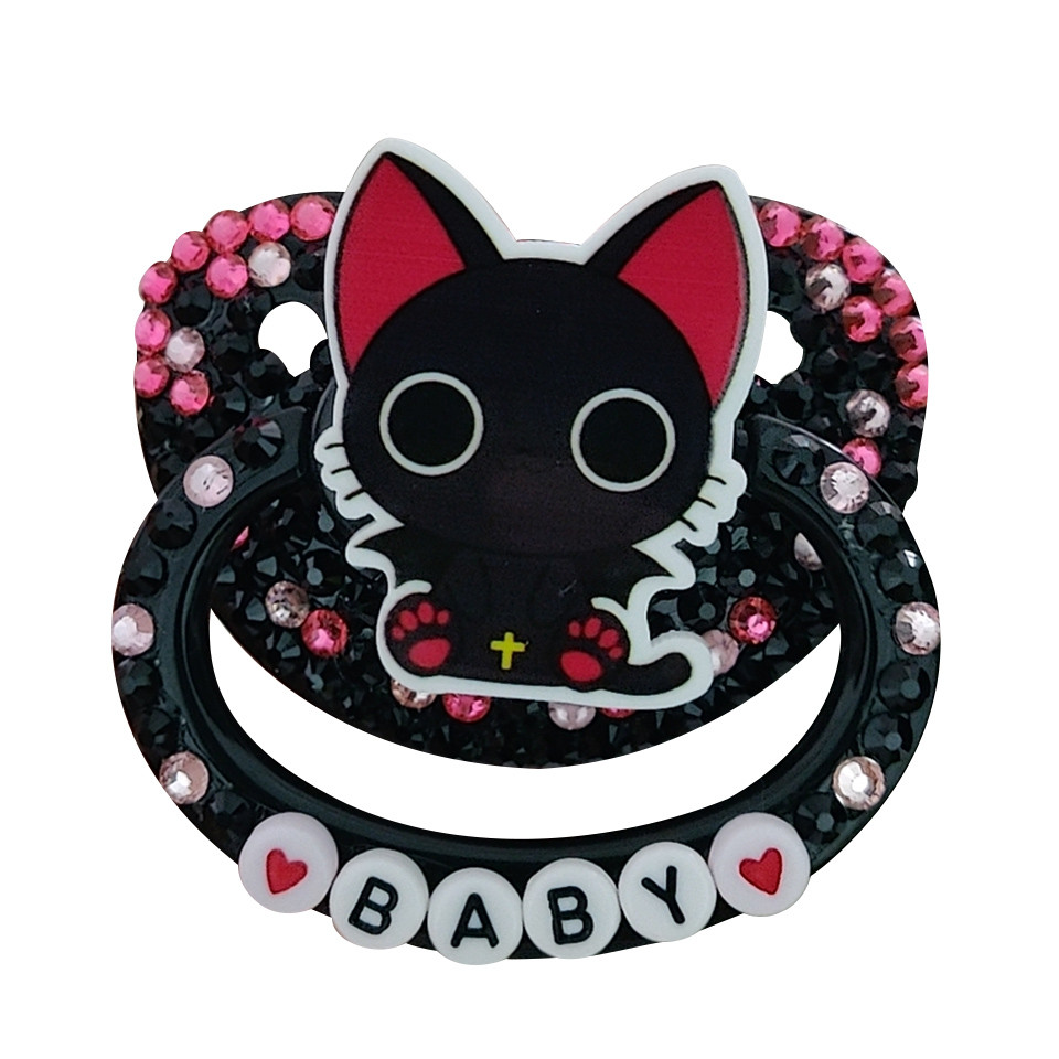 2024 New Style DDLG Adult Pacifier Lovely Big Size Silicone Adult Pacifier Adult Paci  Black Cat For