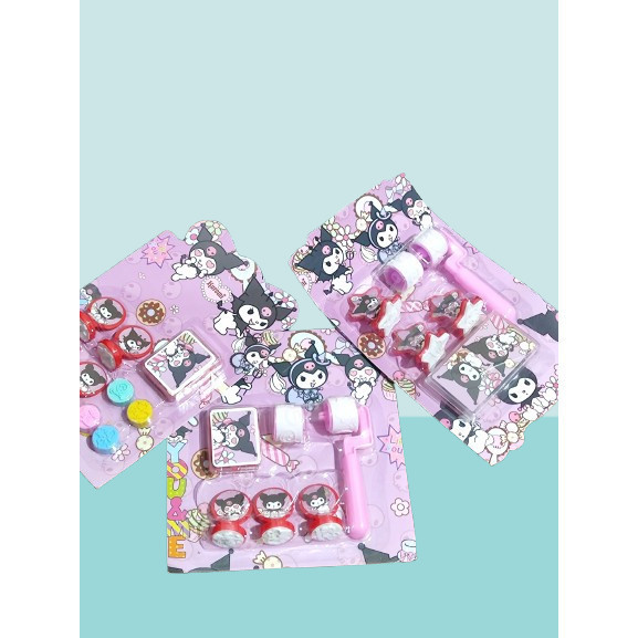 

J2 - Mainan stempel roll set anak sanrio kuromi cute stempel labubu
