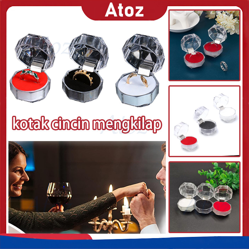 kotak tempat cincin/wadah cincin /box cincin mika kristal akrilik tempat kotak perhiasan acrylic wad