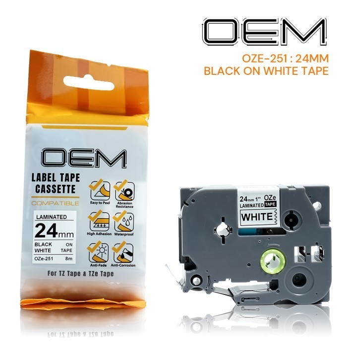 

LABEL TAPE KASET PITA REFILL 24mm BROTHER TZE Ptouch OZe-551 OZE 551 OZE551 BLACK ON BLUE BIRU PT-E550W PT-D600 PT-D610BT PT-9800PCN PT-P750W PT-P900W PT-P950NW PT-9700PC