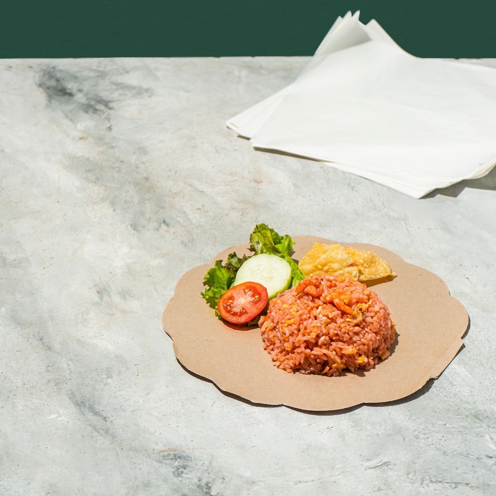 PROMO KERTAS MINYAK BULAT ISI 250 lbr Coklat / Kertas Nasi Coklat Bunga / Alas Kertas untuk Piring R