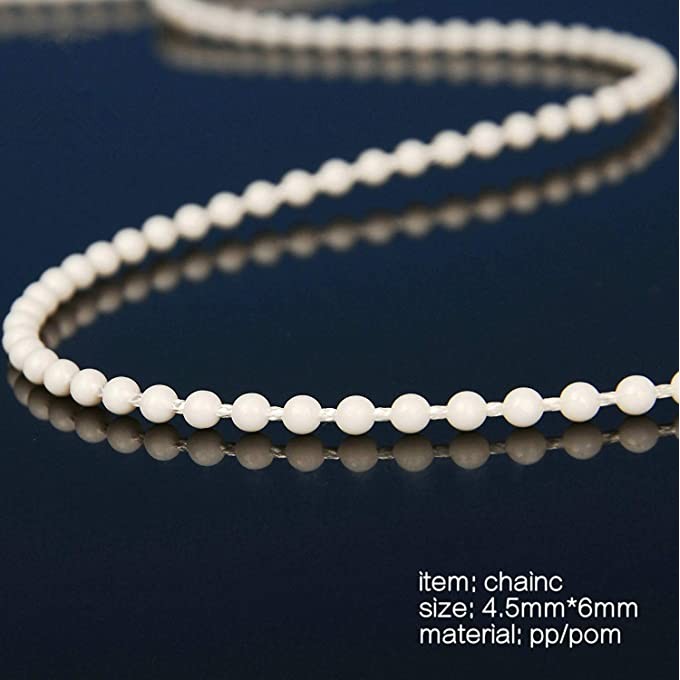 Roller Blind and Roman Shade Blind Beaded Chain Cord White Plastic Roller Blind Chain Repair (20M)