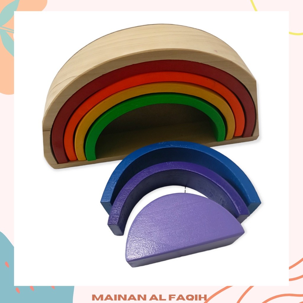 Mainan Edukasi Kayu / Susun Balok Pelangi Warna Warni / Mainan Balok / Mainan Balok Susun Kayu / Mai