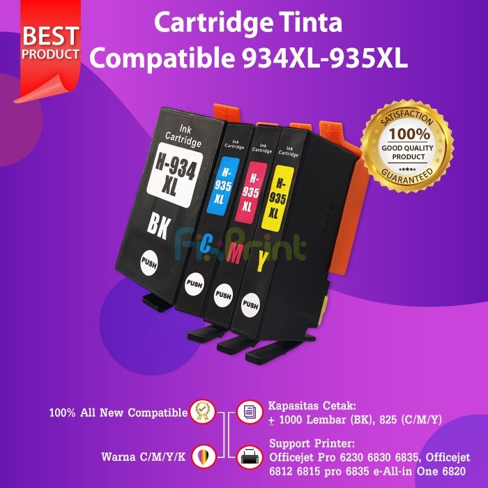 FixPrint Tinta Compatible 934 935 934XL 935XL Officejet Pro 6230 6812 6815 Compatible