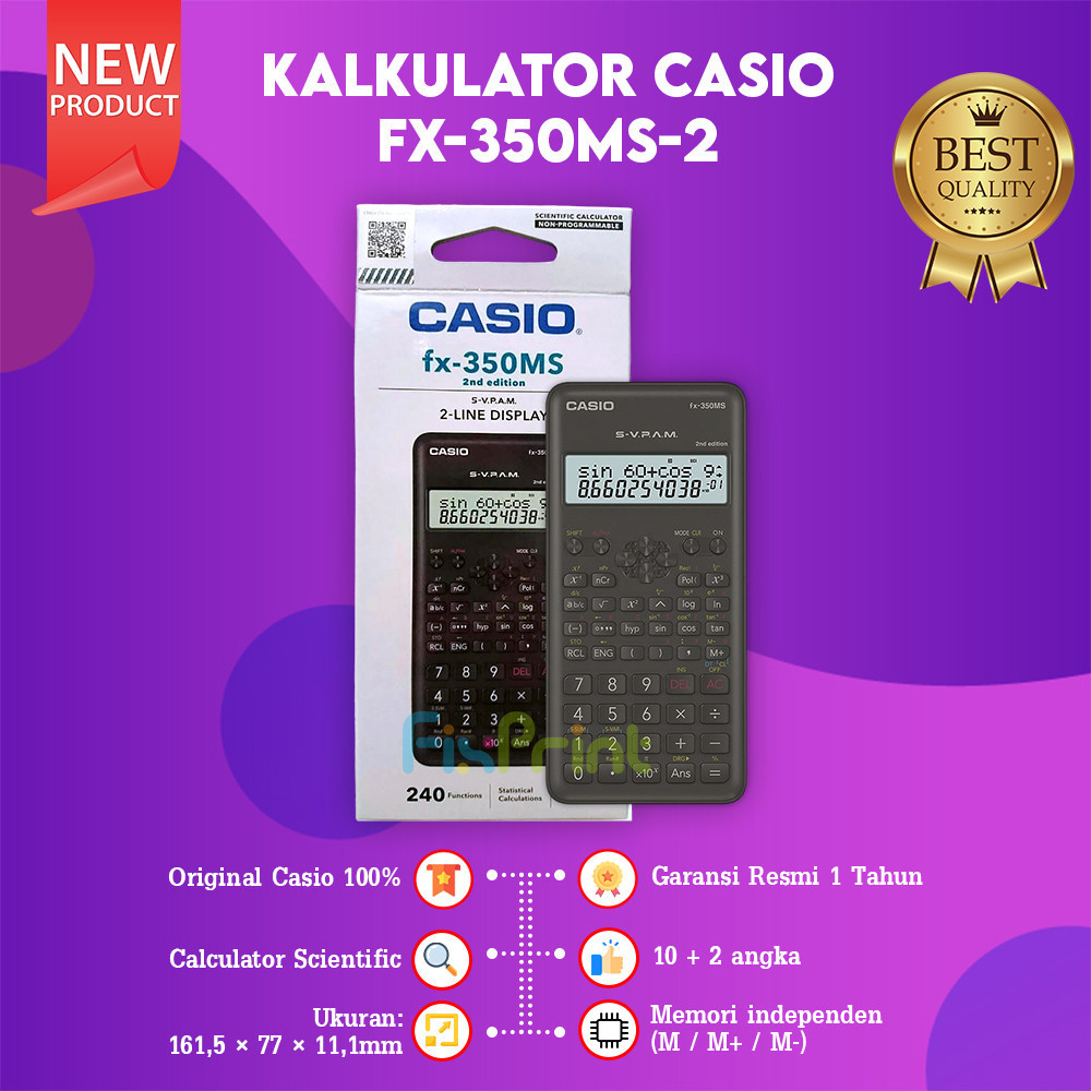 

FixPrint Casio FX-350MS 2 Calculator Scientific Kalkulator Ilmiah Standar New