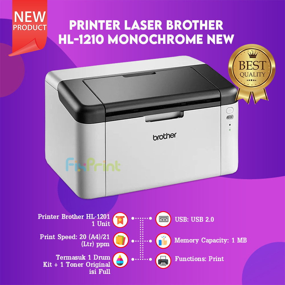 FixPrint Printer BrotherLaser HL-1201 Monochrome A4 , Printer Laser Brother HL 1201 Print Only New