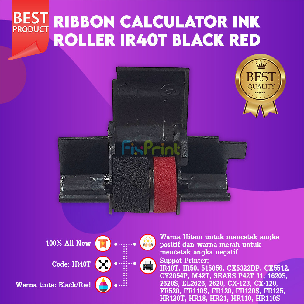 

FixPrint Ribbon Calculator Roller IR40T Black Red Printer HR21 HR110 HR110S
