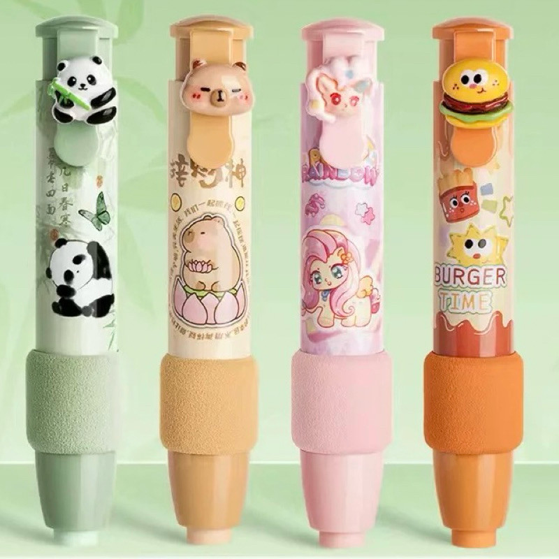 

cute capybara retactable eraser stick penghapus cetek bentuk pen pencet unicorn