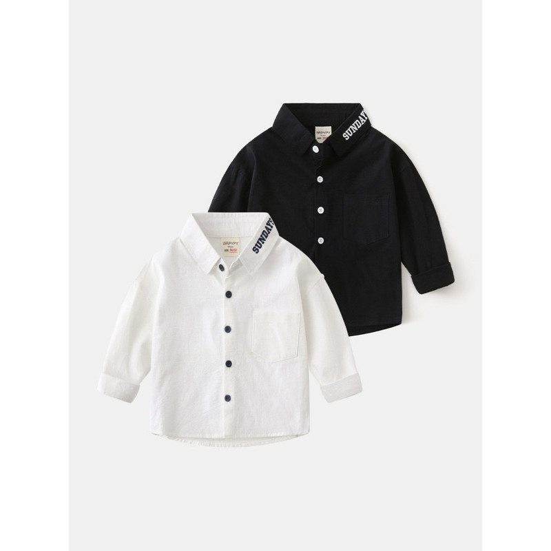 Sundays Shirt | Kemeja Putih Anak Laki Laki | Kemeja Hitam Anak Laki Laki | Kemeja Lengan Panjang An
