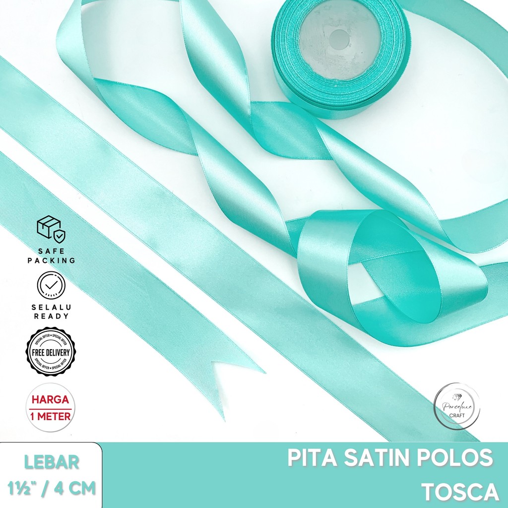 

Pita Ribbon Satin Hiasan Dekorasi Kado Hampers Polos Tosca1 4 cm 1,5" Harga Per Meter