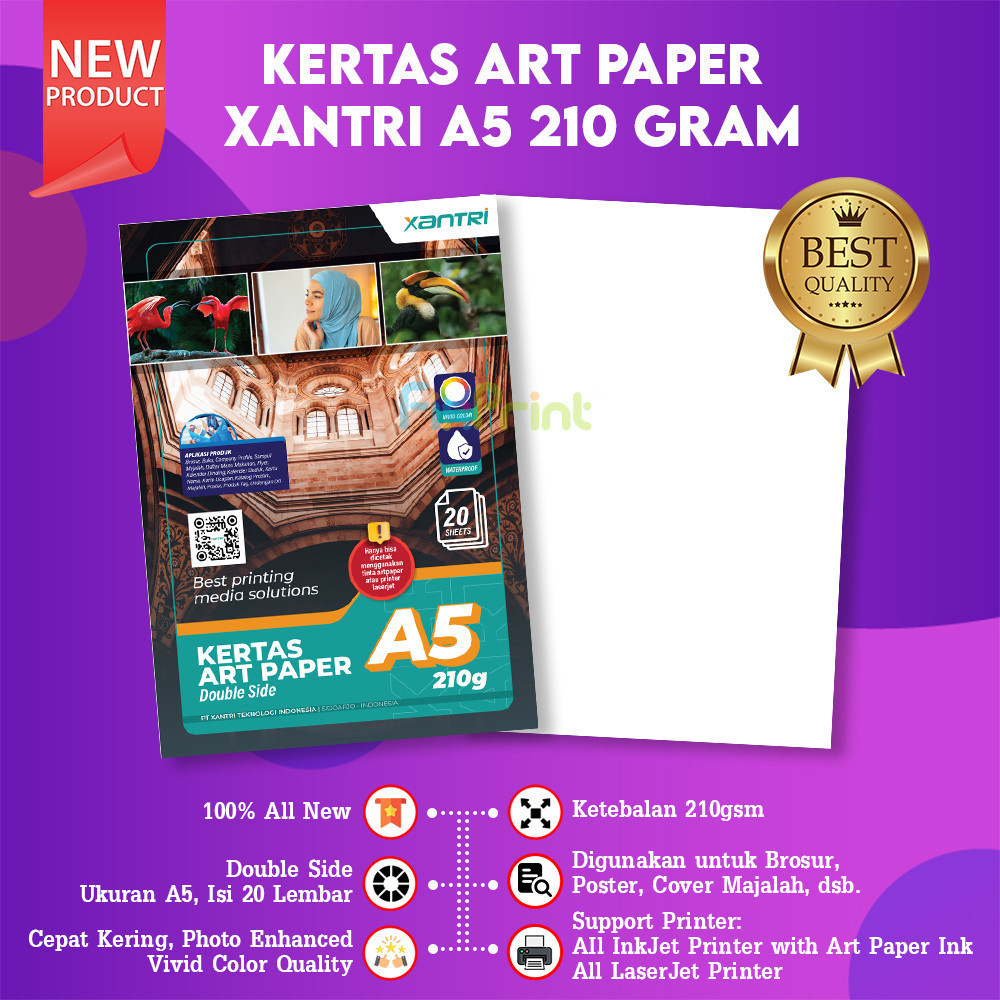 

FixPrint Photo Paper 210gsm 20 Sheets Kertas Art Paper A4 210 gram 20 lembar Kertas Art Karton Cartoon Carton