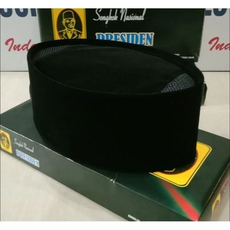 Peci Songkok Kopiah Hitam AC Tinggi 7cm, 8cm, 9cm anak anak laki-laki dewasa songkok presiden polos 